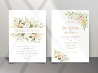 beautiful lily flower wedding invitation card