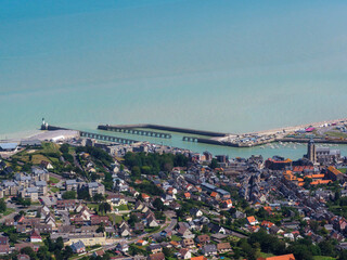 vue aérienne du port du Tréport en Seine Maritime en France