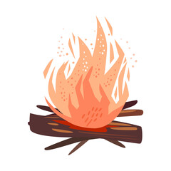 Flat vector illustration of a cartoon bonfire on a white background. Scandinavian style