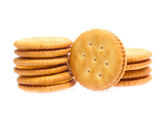 Sandwich cracker on white background