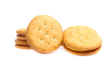 Sandwich cracker on white background
