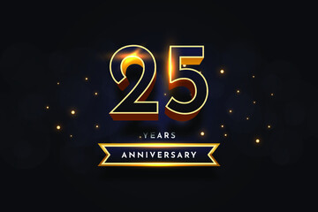 25 Years Anniversary Celebration 3d gold template design