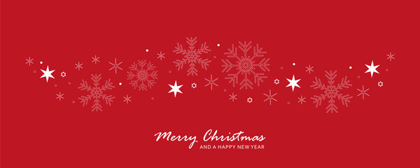 snowflakes and stars border red christmas card vector illustration EPS10