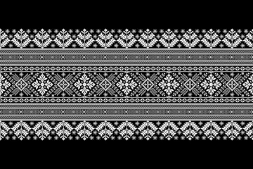 Vector illustration of Ukrainian folk seamless pattern ornament. Ethnic ornament. Border element. Traditional Ukrainian, Belarusian folk art knitted embroidery pattern - Vyshyvanka.