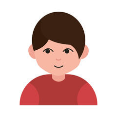 young boy black hair cartoon character flat icon