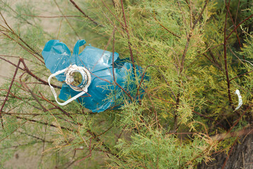 Plastic trash stranded on a Mediterranean beach