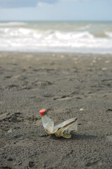Fototapeta na wymiar Plastic trash stranded on a Mediterranean beach