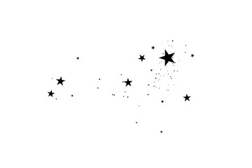 Stars on a white background. Black star shooting with an elegant star.Meteoroid, comet, asteroid, stars.