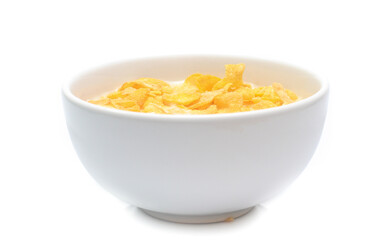 Cornflakes on bowl  isolated on white background