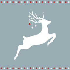 jumping christmas deer with stars vector illustration EPS10