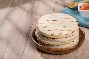 Arepas typical food from Latin America - white corn arepas.