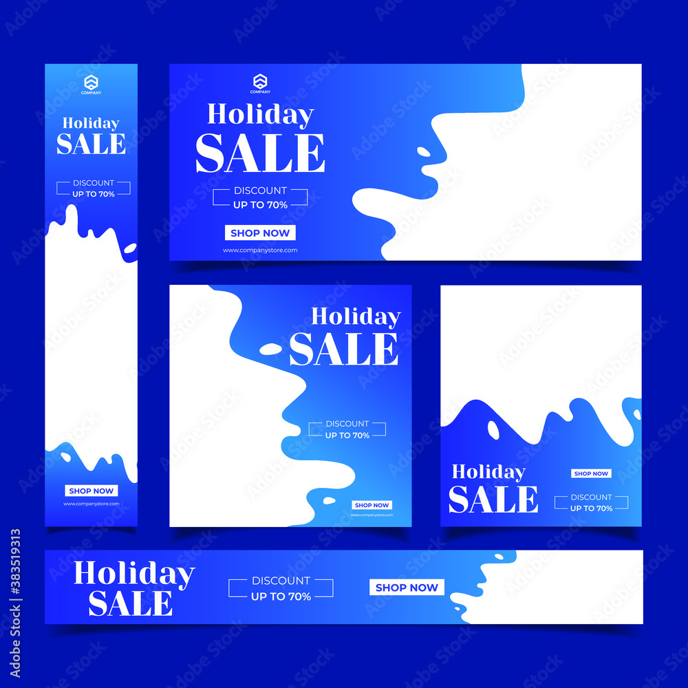 Wall mural set of web banners of different sizes with place for photos. sale banner template design. vector ill