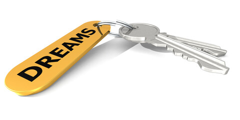 Dreams label attached to the keys
