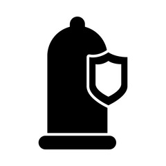 protective shield and condom icon, silhouette style