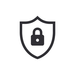 Security vector icon. Shield with lock. Protection icon. Shield vector icon. Password protection. Safety system. Lock icon. Privacy symbol. Protection activated. Active safety. Guard badge. 