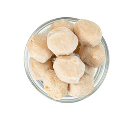 meat ball in glass bowl isolated on white background ,include clipping path