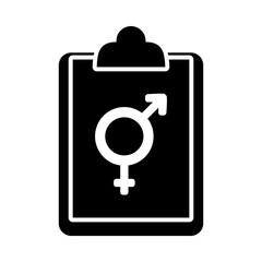 clipboard with female and male gender symbol, silhouette style
