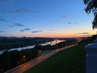 Fototapeta premium sunset over the river