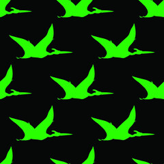 Pterodactyl silhouette, seamless pattern, vector illustration