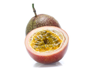 Passion fruit leaves isolated on white background
