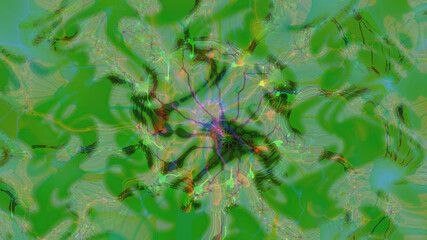 A microscopic biological virus in a sticky green liquid - illustration