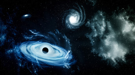 Black hole in space. Abstract background.