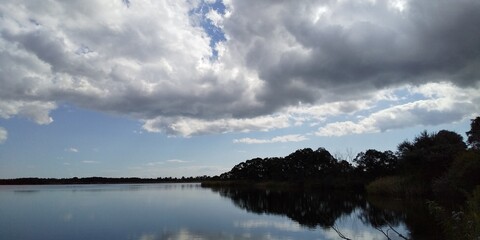 clouds reflected in water