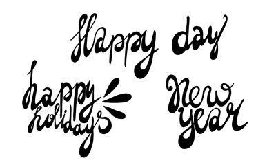 Vector handwritten new year lettering. Hand drawn illustration isolated on white background. Template for greeting card, sticker pack, print, poster, banner. Holiday celebration season.