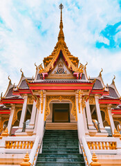 Fototapeta premium Walking around temples nong wang and Chao Por Lak Muang in Khon Kaen city in Thailand