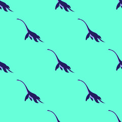 plesiosaurus dinosaur, seamless pattern, vector illustration