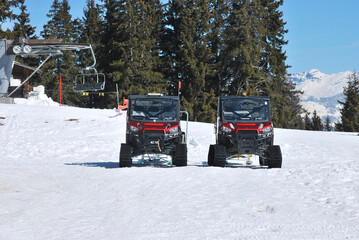 two snow car