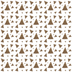 Seamless Christmas pattern of pine cones in the form of a Christmas tree on a white background. modern Christmas collage made of pine cones. Printing on paper, fabric, Wallpaper with cones.