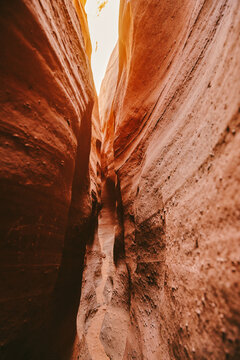 Narrow slot canyons in Escalante, Utah during summer roadtrip.