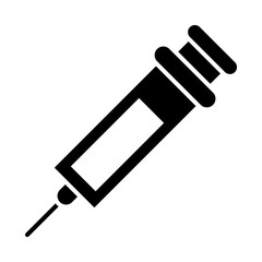 medical syringe icon, silhouette style