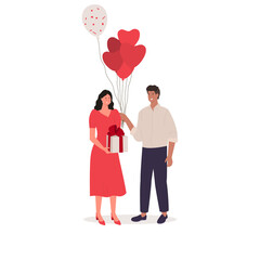 Valentines day couple. Happy man and woman together. Vector