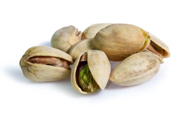 Pistachio nuts. Isolated on a white background
