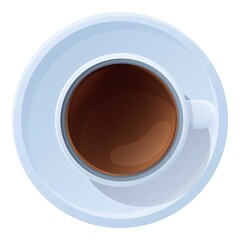 Top view coffee cup icon. Cartoon of top view coffee cup vector icon for web design isolated on white background