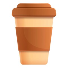 Plastic coffee cup icon. Cartoon of plastic coffee cup vector icon for web design isolated on white background