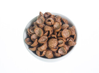 chocolate cereals isolated on white background
