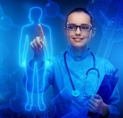 Woman doctor in telemedicine futuristic concept
