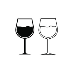 wine glass icon vector on white background	