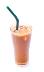 Iced Thai milk tea in glasses (thailand)