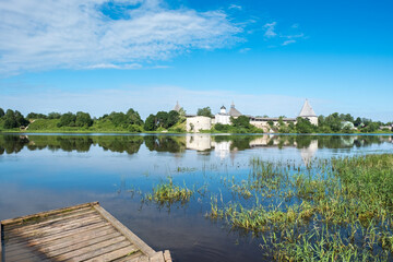 Obraz premium Summer landscape with an old fortress in Staraya Ladoga. Founded in 753. Bank of the Volkhov River. Leningrad region. Russia