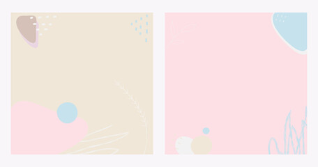 Vector set of abstract background design in winter colors and empty place for text. Template for banner, greeting card, xmas or New Year party invitation, post in social media, mailing, flyer.