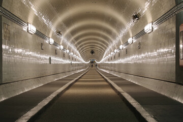 Historical pedestrian tunnel under the river Elbe in Hamburg