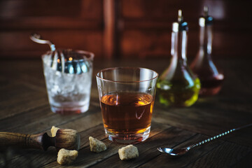 vintage sazerac whisky cocktail old fashioned