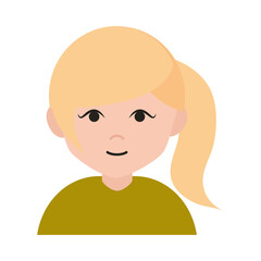 teen blonde ponytail hair cartoon flat icon