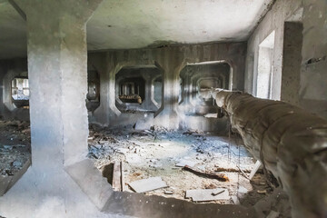 Technical floor with heating pipes in pripyat
