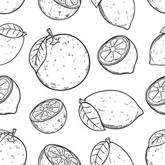 hand draw lemon seamless pattern