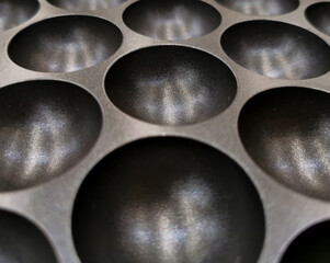 pattern of round shape of iron plate, dark grey color.